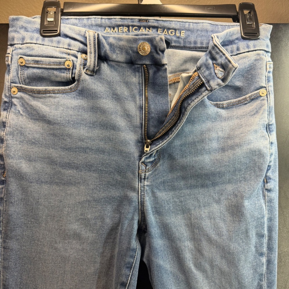 American Eagle Luxe Stretch Jeans Women Medium Short Light Blue High Rise Skinny - Picture 5 of 11